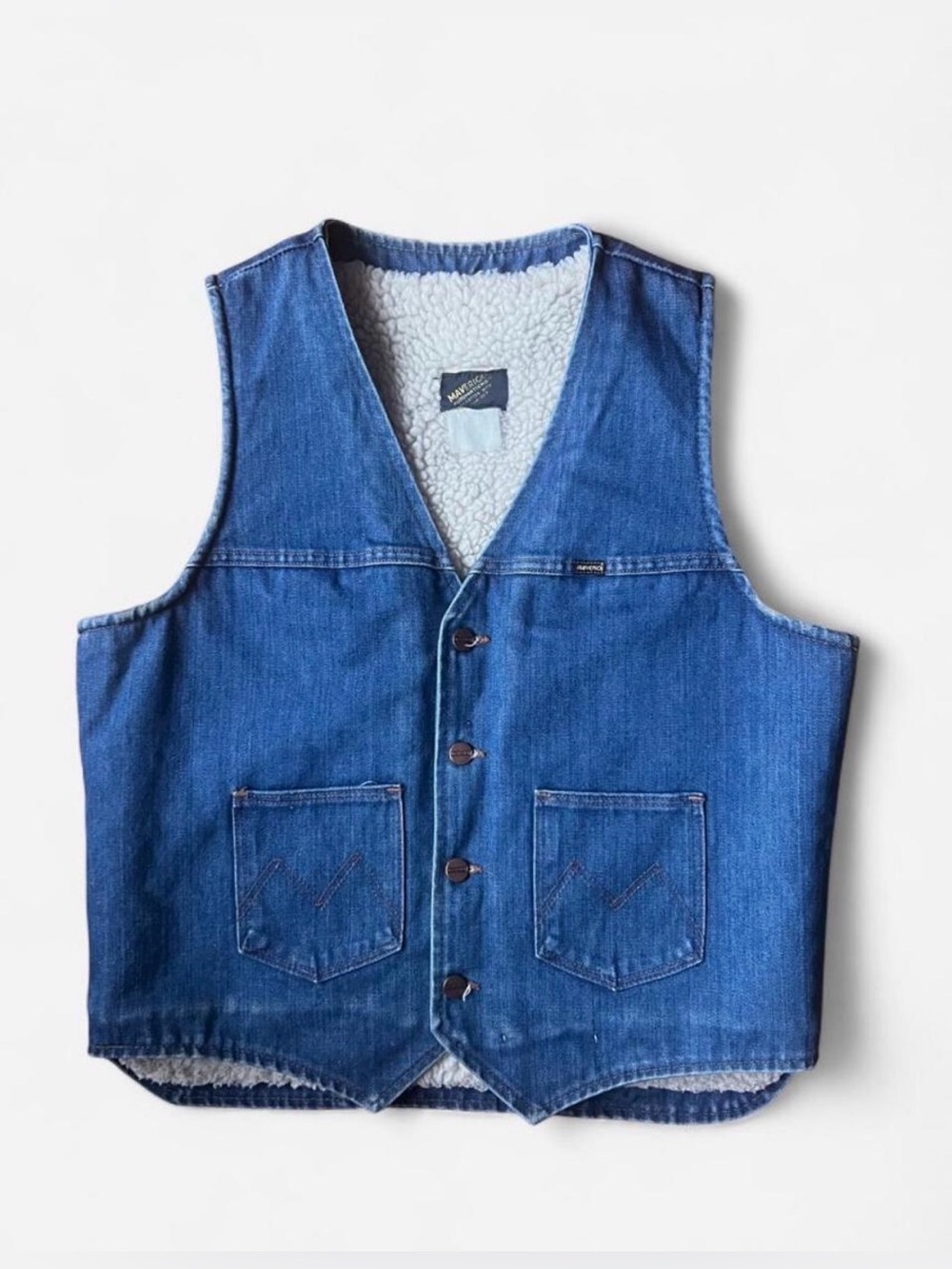 Vintage 70’s Sherpa Lined Denim Vest by Maverick Denim